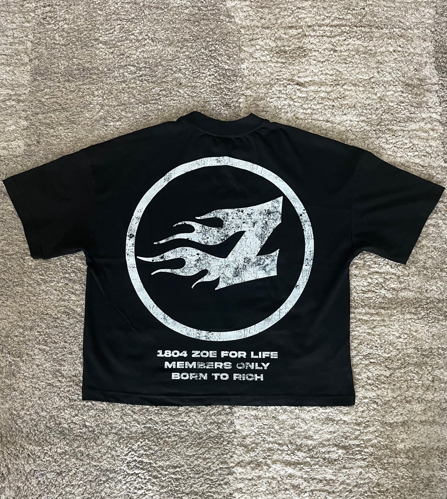 Zoe wears Black skull t-shirt